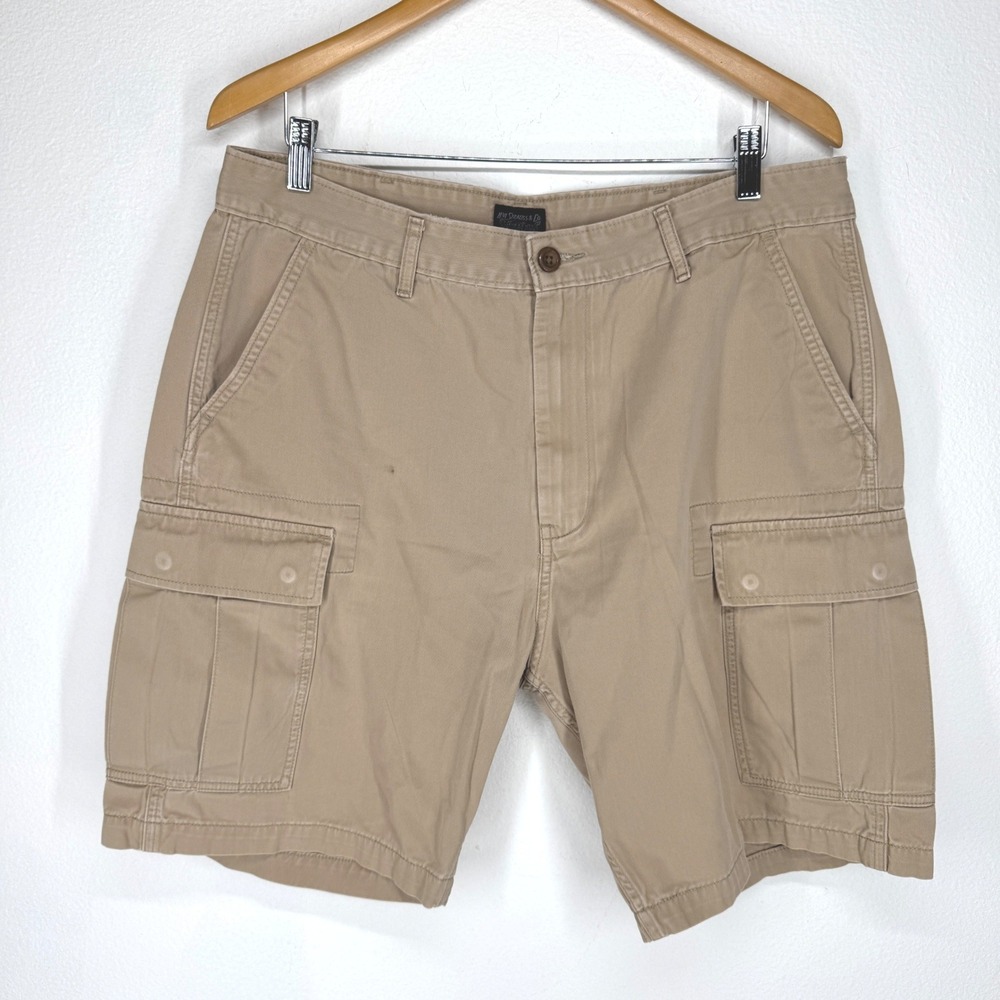 Levis Men Tan Utility Cargo Shorts 36 Cotton Twill‎ Multi Pocket Work Streetwear